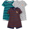 Simple Joys by Carter’s Baby 3-Pack Snap-up Rompers(Grey Cars/Navy Lion/Turquoise Green Horizontal Stripe)
