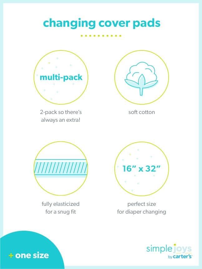 imageSimple Joys by Carters Baby 2Pack Cotton Changing Pad CoversWhite StarsStripe