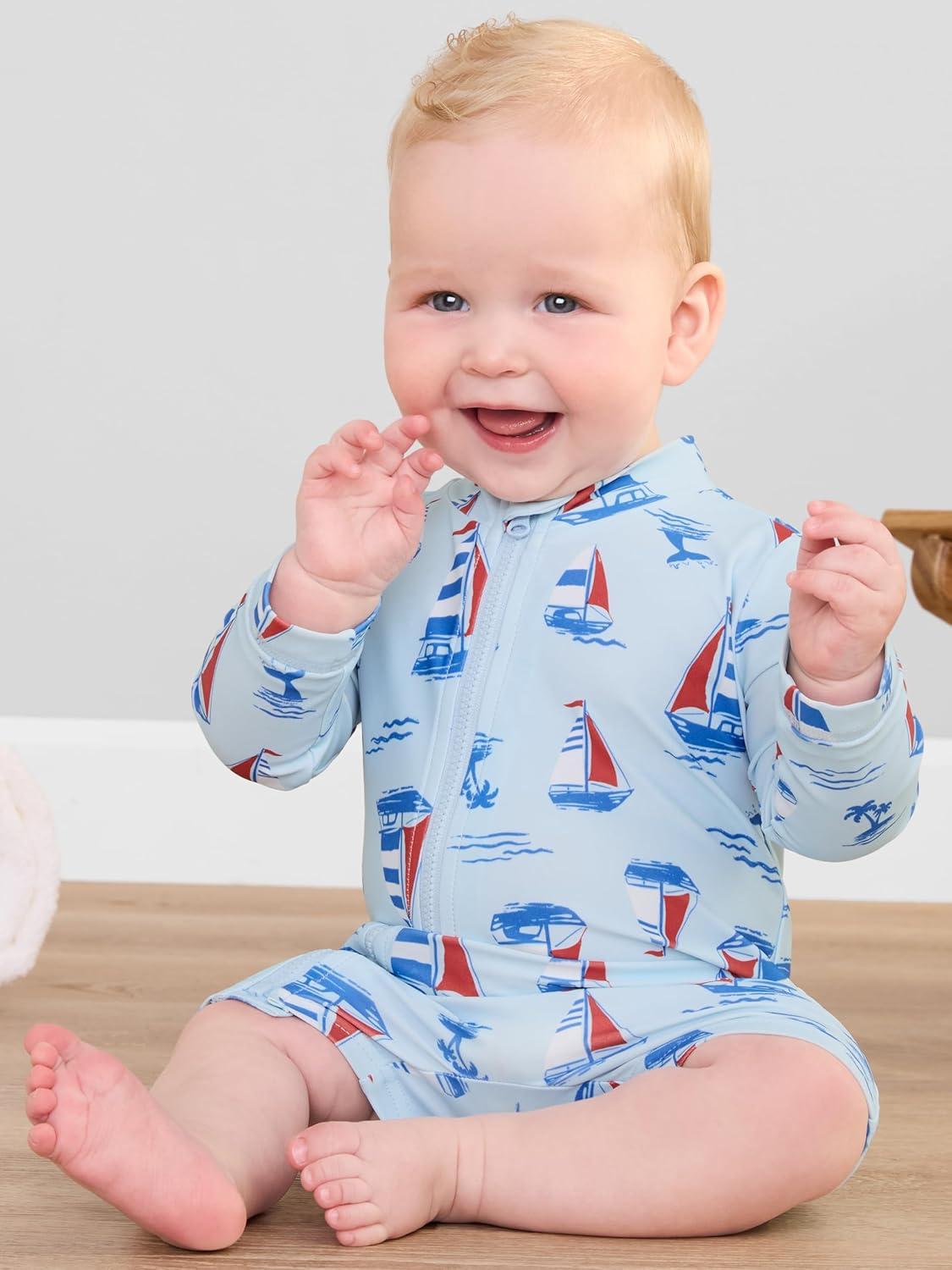 imageSimple Joys by Carters BabyBoys 2Pack 1Piece Zip RashguardsBlueRed