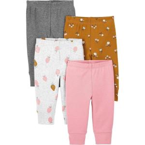 Simple Joys by Carter’s Baby Girls’ 4-Pack Pant(Brown Floral/Grey Heather/Light Grey Strawberry/Pink Heather)