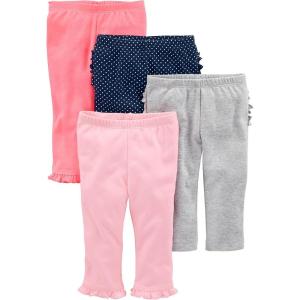 Simple Joys by Carter’s Baby Girls’ 4-Pack Pant(Coral Pink/Grey/Navy Dots/Pink)