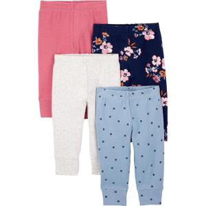 Simple Joys by Carter’s Baby Girls’ 4-Pack Pant(Ivory/Light Blue Dots/Navy Floral/Pink)