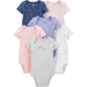 Simple Joys by Carter’s Baby-Girls 6-Pack Short-Sleeve Bodysuit(Multicolor/Butterflies/Dots/Ducks/Stripe)
