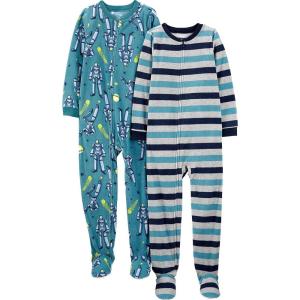 Simple Joys by Carter’s Kids’ Loose-fit Flame Resistant Fleece Footed Pajamas(Stripe/Transformers)