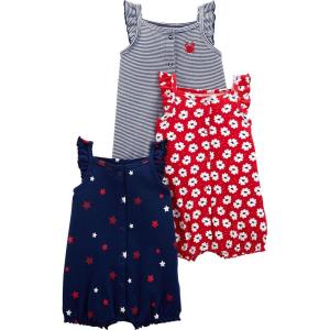Simple Joys by Carter’s baby-girls 3-pack Snap-up Rompers(Red/White/Blue)