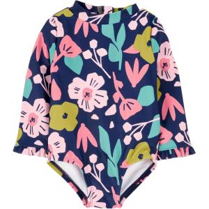 Simple Joys by Carter’s Baby Girls’ Long Sleeve Zipper One Piece Swimsuit(Floral)