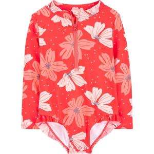 Simple Joys by Carter’s Baby Girls’ Long Sleeve Zipper One Piece Swimsuit(Pink Floral)