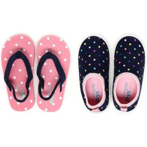 Simple Joys by Carter’s Girls’ Kimmie Kaia Aqua Set Sandals(Navy/Pink Dots)