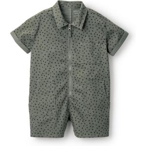Baby Girls’ Day Out Romper(Olive Polka Dot)