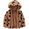 Simple Joys by Carter’s Girls’ Hooded Sherpa Jacket(Black Brown Polka Dot)