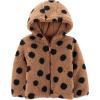 Simple Joys by Carter’s Girls’ Hooded Sherpa Jacket(Black Brown Polka Dot)