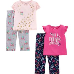 Simple Joys by Carter’s Girls’ 4-piece Polyester Pajama Set(Fairy/Floral/Text Print)
