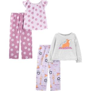 Simple Joys by Carter’s Girls’ 4-piece Polyester Pajama Set(Forest Animals/Polka Dot/Yoga)
