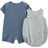 Simple Joys by Carter’s Baby Boys’ Button Rompers, Pack of 2(Green Gingham/Tapestry Blue)