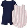 Simple Joys by Carter’s Baby Boys’ Button Rompers, Pack of 2(Navy/Red Stripe)