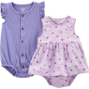 Simple Joys by Carter’s Baby Girls’ 2-pack Sleeveless Rompers(Purple Berries/Violet)