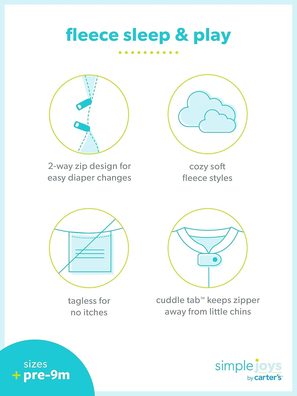 image:imageSimple Joys by Carters Baby Boys 2pack Fleece Footed Sleep and PlayBaby and Toddler SleepersBlue AlligatorWhite Giraffe
