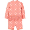 Simple Joys by Carter’s Baby Girls’ 2-pack 1-piece Zip Rashguards(Navy Sea Friends/Peach Dots)