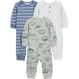 Simple Joys by Carter’s Baby Boys 3-pack Jumpsuits(Dino Blue Stripe)