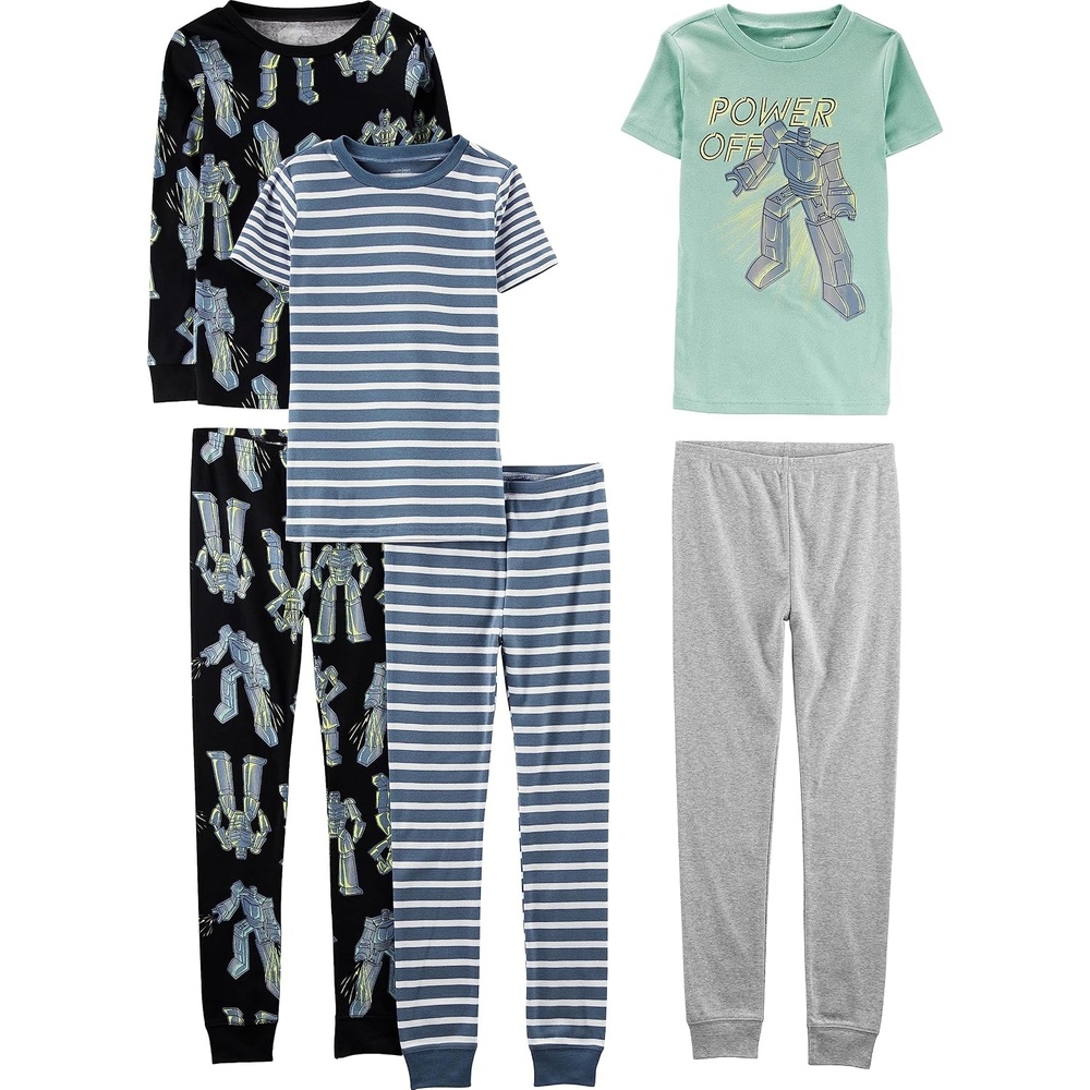 image:imageSimple Joys by Carters girls 6piece Snug Fit Cotton Pajama SetMulticolorStripeTransformers