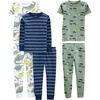 Simple Joys by Carter’s girls 6-piece Snug Fit Cotton Pajama Set(Blue/Green/Dinosaur)