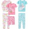 Simple Joys by Carter’s girls 6-piece Snug Fit Cotton Pajama Set(Bunny/Animals Green)