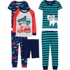 Simple Joys by Carter’s girls 6-piece Snug Fit Cotton Pajama Set(Multicolor/Cars/Dog/Firetruck/Stripe)