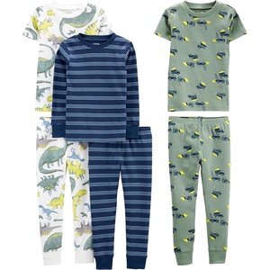 Simple Joys by Carter’s girls 6-piece Snug Fit Cotton Pajama Set(Blue/Green/Dinosaur)