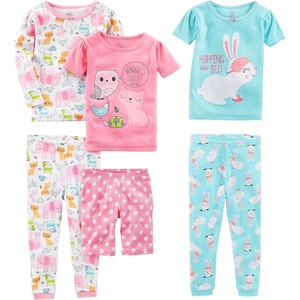 Simple Joys by Carter’s girls 6-piece Snug Fit Cotton Pajama Set(Bunny/Animals Green)