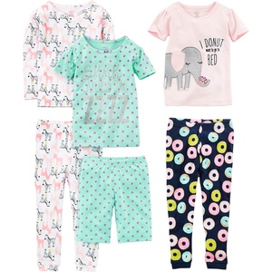 Simple Joys by Carter’s girls 6-piece Snug Fit Cotton Pajama Set(Green Dots/Navy Donut/Pink Elephant/White Zebra)