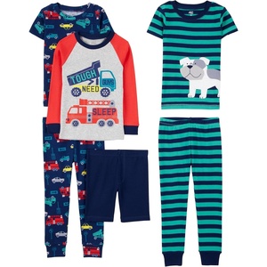 Simple Joys by Carter’s girls 6-piece Snug Fit Cotton Pajama Set(Multicolor/Cars/Dog/Firetruck/Stripe)